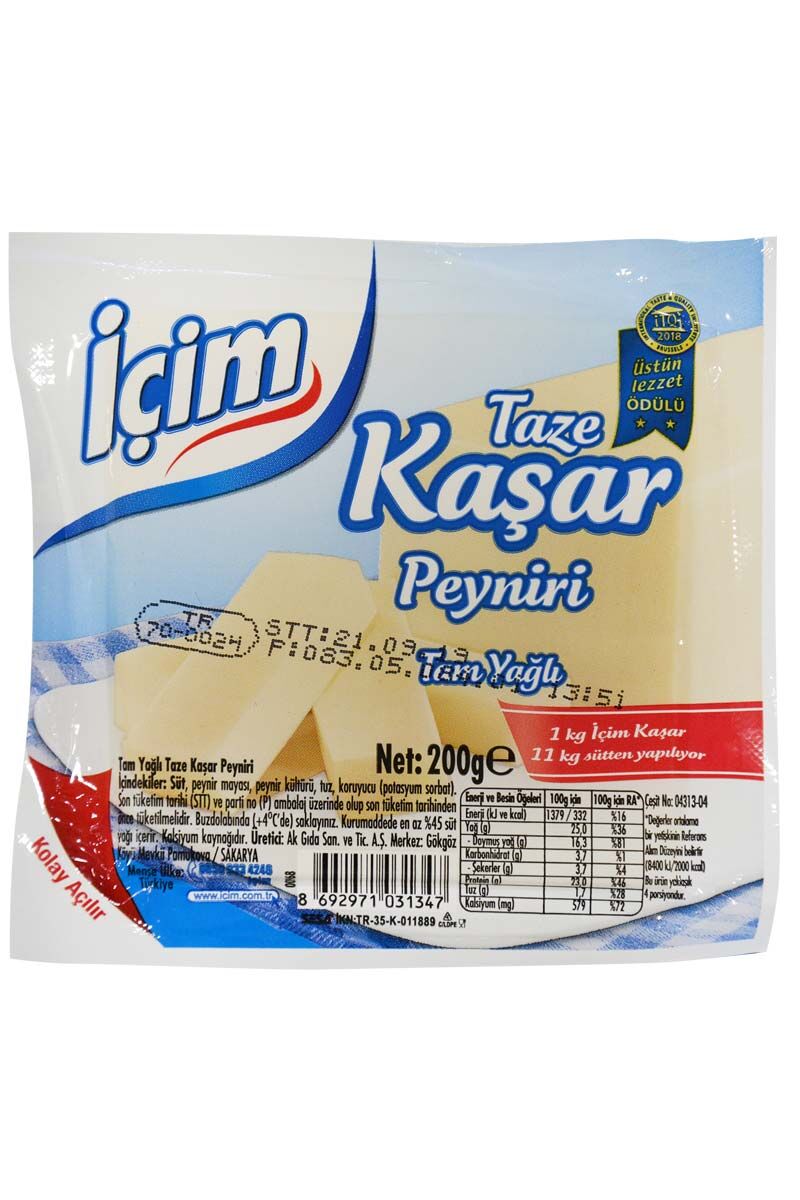 İçim Kaşar Peyniri 200 Gr