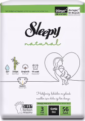 Sleepy Natural 3 Numara Midi 56'lı Bebek Bezi
