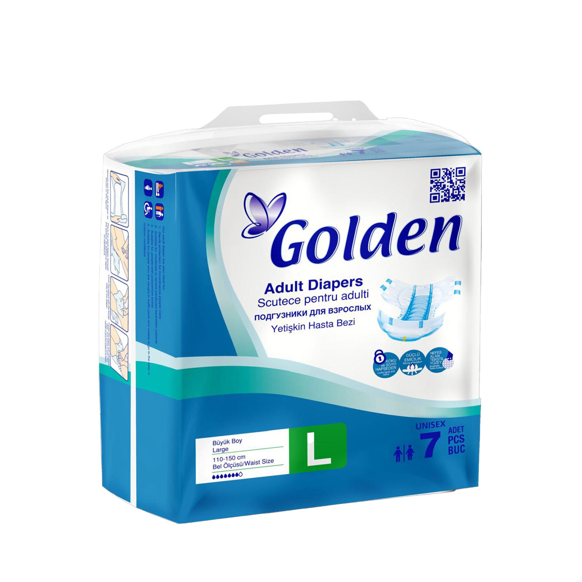 Golden Bantlı Yetişkin Hasta Bezi 7’li Large
