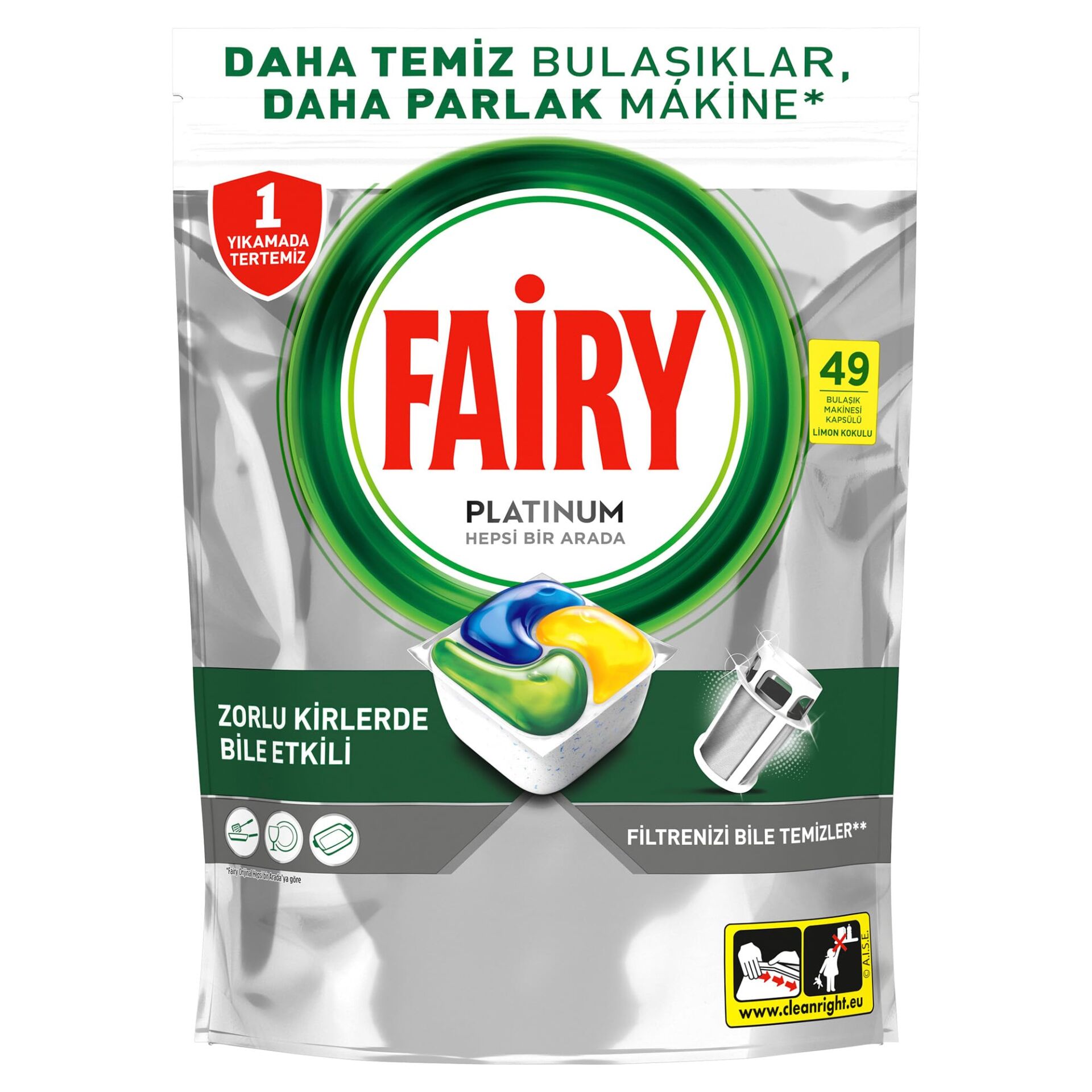 FAIRY Platinum Bulaşık Makinesi Deterjanı Kapsülü/Tableti 49 Yıkama