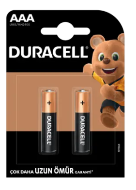 Duracell AAA İnce 2'li Kalem pil(Kumanda Pili)