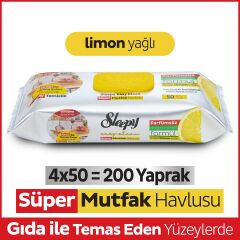 Süper Yüzey Temizlik Mutfak Mendili Limon Yağlı 200 Yaprak