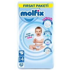 Molfix 4 Numara Bebek Bezi Maxi Fırsat Paketi 62 Adet