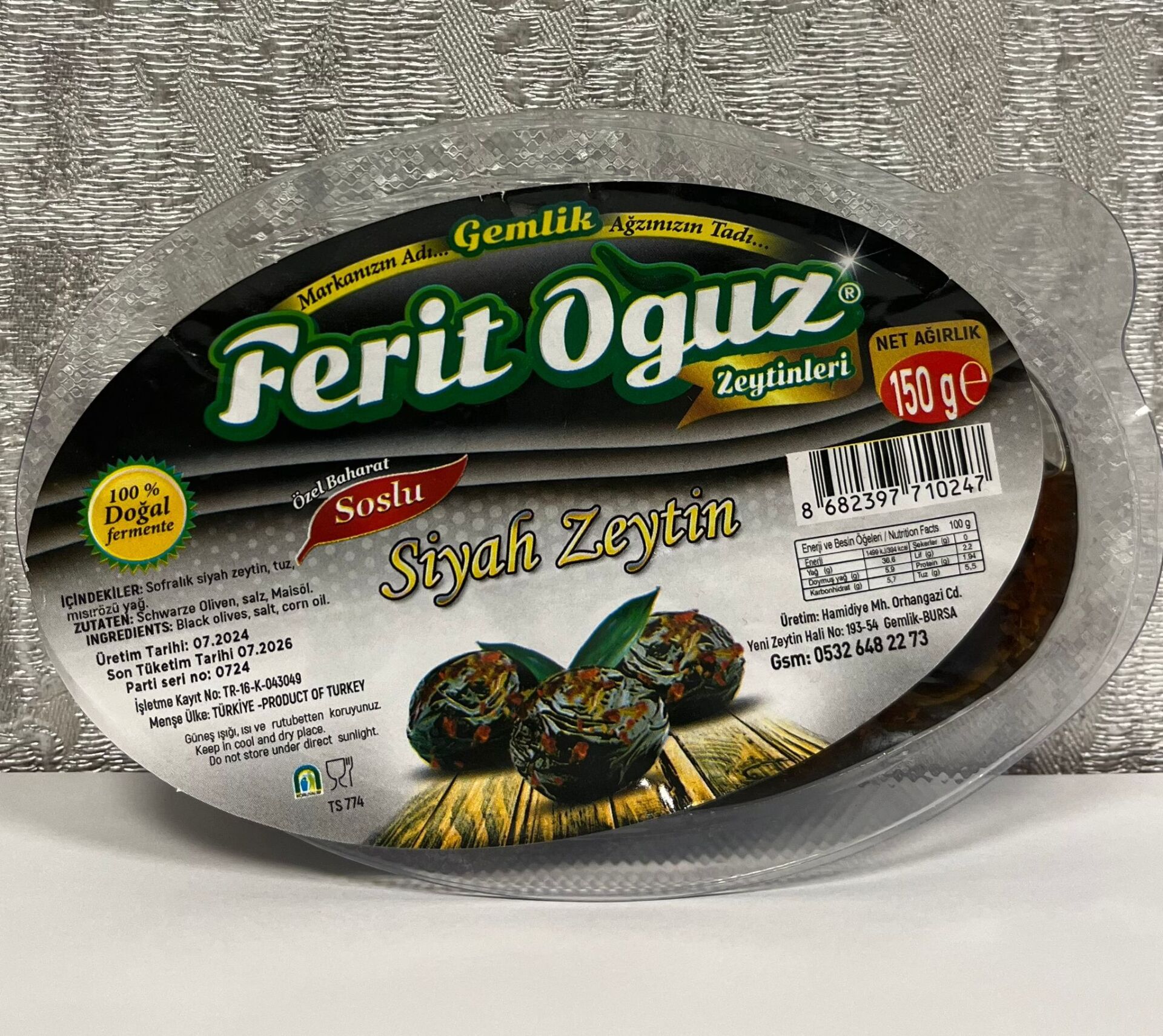 Ferit Oğuz Siyah Zeytin 150 G