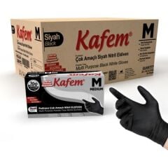 Kafem Çok Amaçlı Siyah Nitril Eldiven M 100'lü